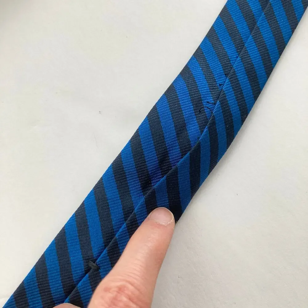 Brooks Basics 100% Silk Blue Navy Stripe Repp Tie Regimental Preppy Office Gift